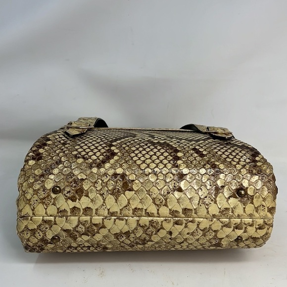 Vintage Bellestone Python Snakeskin Double Handle Handbag - Picture 6 of 16